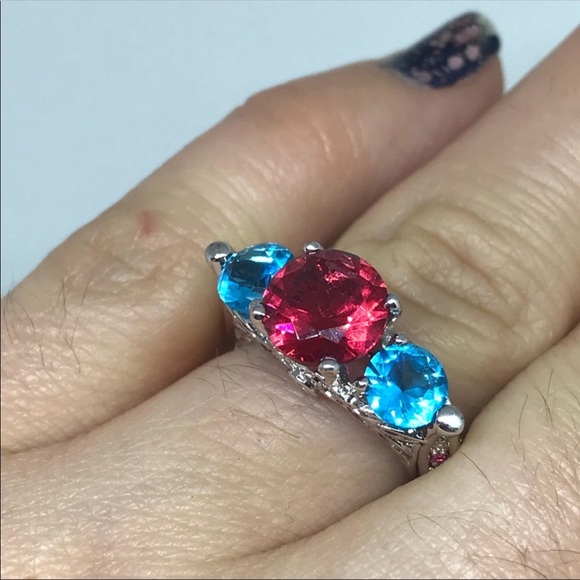 Renewing listing offer sent 18k white gold plated colorful ring - Picture 5 of 7